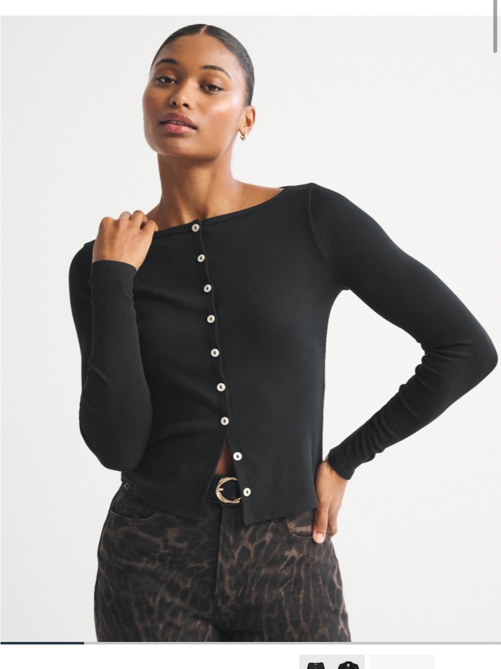 Abercrombie & Fitch Black Long-Sleeve Button Cardigan